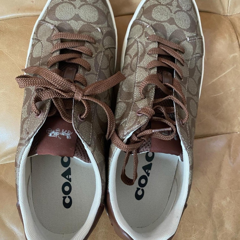 Coach Brown and White Sneakers Sleek Low-Top Design - Picture 3 of 6